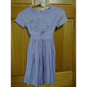 Vintage 50s  Purple Sailors Collar Lace Trim PARTY DRESS‎ Girls size 6/8 M